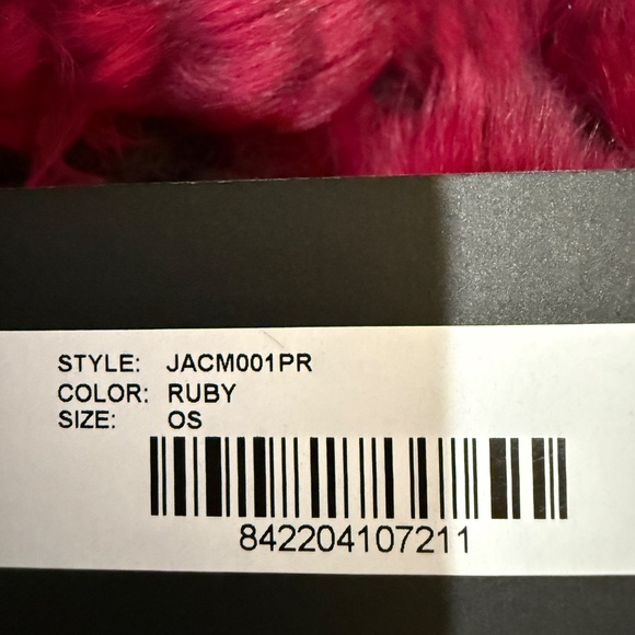 Jocelyn Rabbit Fur Hand Warming Fingerless Gloves - RUBY - Picture 2 of 3